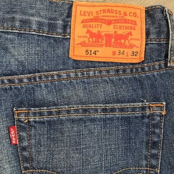 Levi’s 514 Medium Wash Blue Slim Straight 100% Cotton Jeans size 34x32 - Picture 2 of 9